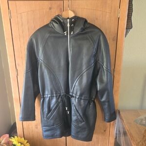 NY 10018 Men's Black Hooded Raincoat